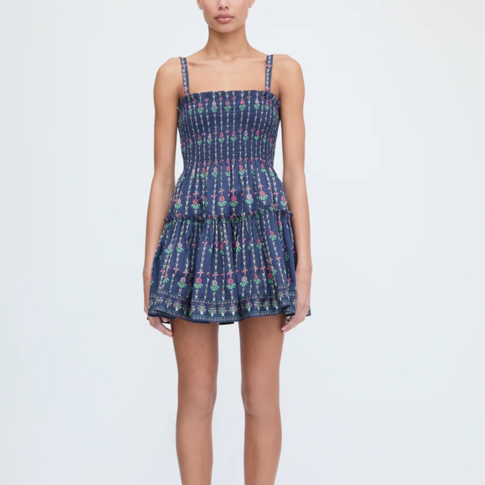 The Seraphina Mini Nap Dress - Navy Trailing Fern